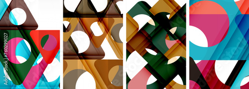 Abstract background set featuring captivating triangles. Harmonious blend of geometry and style, these designs bring modern flair