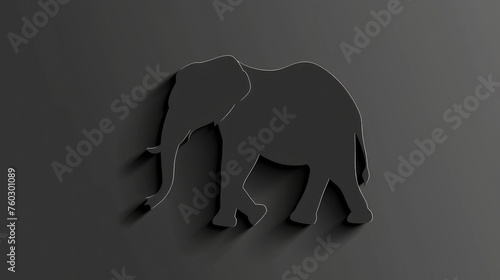 Black elephant silhouette, laser cutting path photo