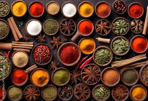 spices on a wooden table