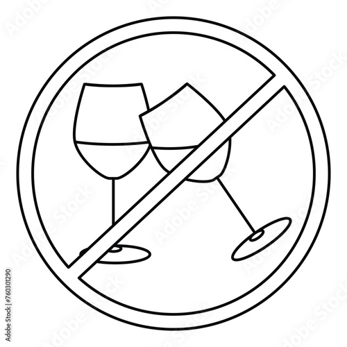 No Alcohol Sign Vector. Prohibiting Alcohol Beverages. Beer Beverage Stop Sign. Bad Stamp.
