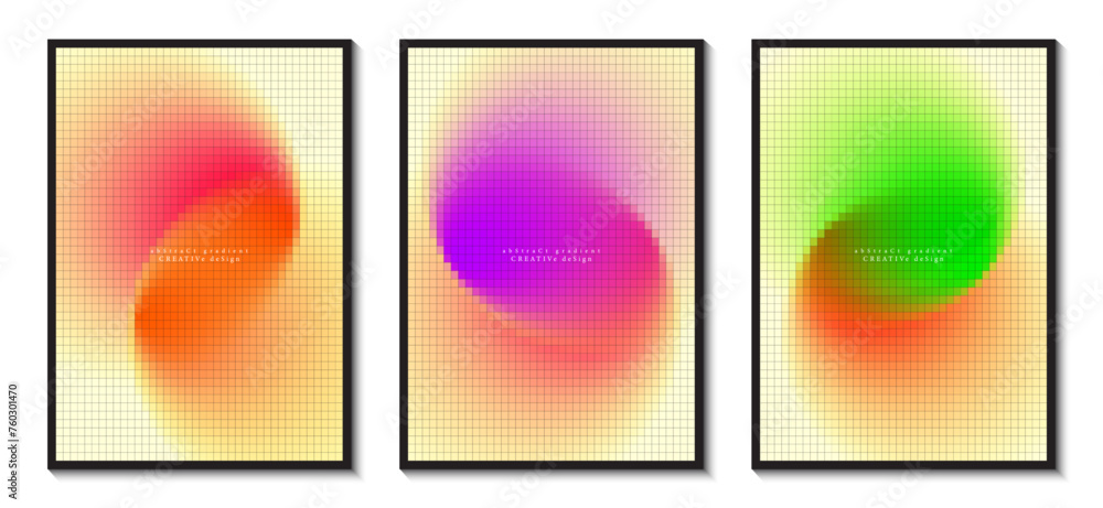 Fototapeta premium Circle gradient with overlapping blurred abstract mosaic pattern graphic background.