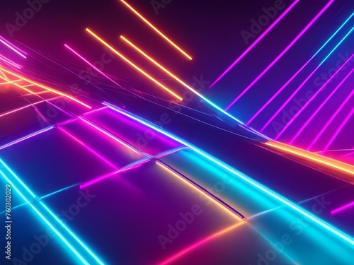 3d render  abstract red blue neon background 