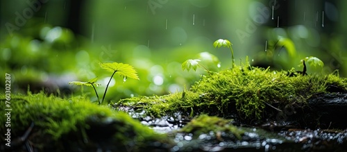 Majestic Rain-Drenched Green Forest: An Enchanting Oasis of Tranquility and Natural Beauty