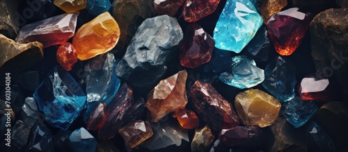 Vibrant Heap of Multicolored Crystals - Sparkling Gemstones Collection for Creative Designs