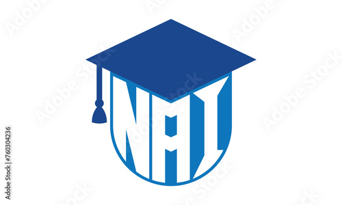 NAI initial letter academic logo design vector template. school college logo, university logo, graduation cap logo, institute logo, educational logo, library logo, teaching logo, book shop, varsity	