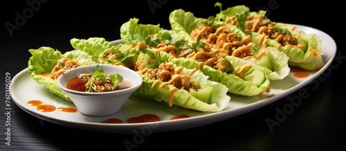 A Vibrant Plate of Exotic Lettuce Varieties Served in Abundance