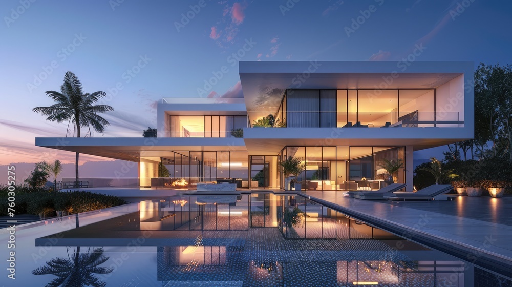 Modern luxury home with private infinity pool.