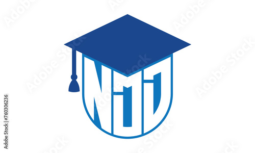 NDD initial letter academic logo design vector template. school college logo, university logo, graduation cap logo, institute logo, educational logo, library logo, teaching logo, book shop, varsity	 photo