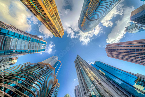 Skyscrapers Against A Bright Sky Background View From Below Created Using Artificial Intelligence