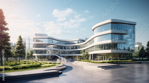 sustainability modern hospital building illustration efficiency centered, healing environment, safety accessibility sustainability modern hospital building