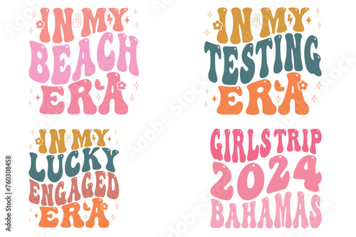 In My Beach era, In My Testing Era, In My Lucky Engaged Era, girls trip 2024 bahamas Retro T-shirt