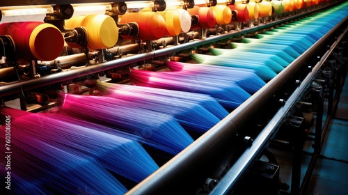 production polyester textile mill illustration machinery fibers, weaving spinning, knitting manufacturing production polyester textile mill