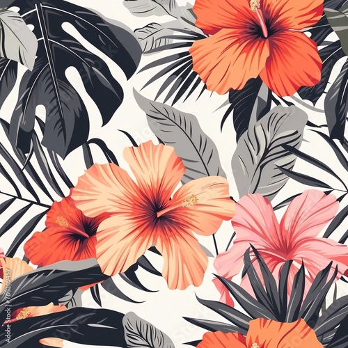 Hawaiian graphics Hawaiian shirt, Seamless pattern For clothing and decorative work generative ai art