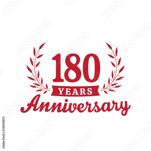 Celebrating 180 years anniversary logo design template. 180th anniversary celebrations logotype. Vector and illustrations. photo