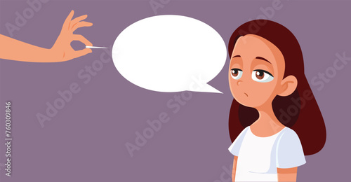 Parent Bursting Teens Bubble Censoring her Speech Vector Illustration. Girl being dismissed and discouraged by her own relatives
