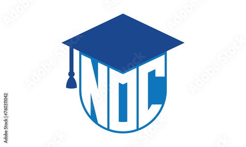 NOC initial letter academic logo design vector template. school college logo, university logo, graduation cap logo, institute logo, educational logo, library logo, teaching logo, book shop, varsity	