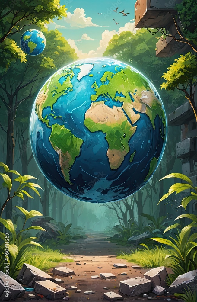 Earth theme (Earth day) with Generative AI. Earth theme (Earth day) with Generative AI.