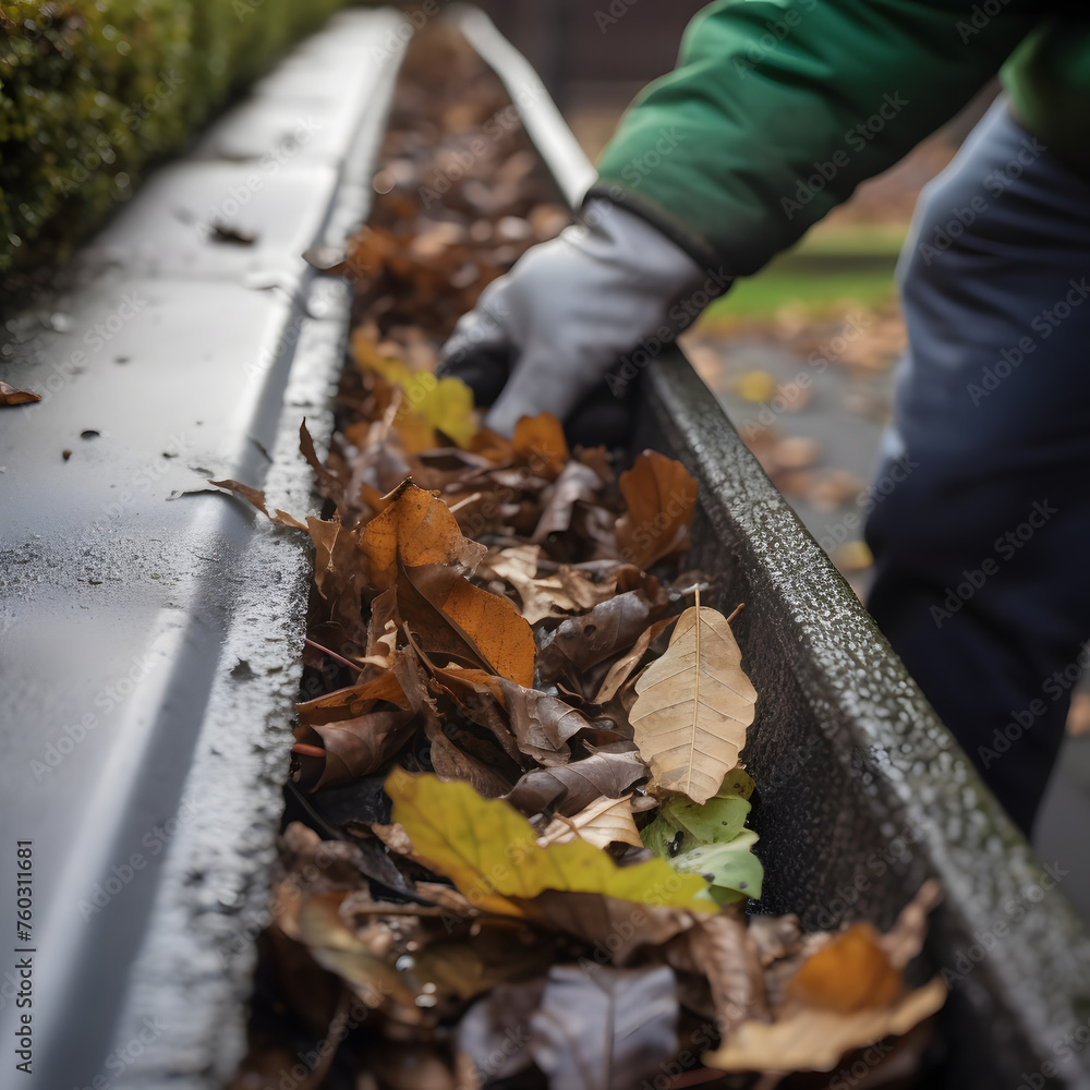 Autumn leaves cause gutter blockage Autumn leaves cause gutter blockage