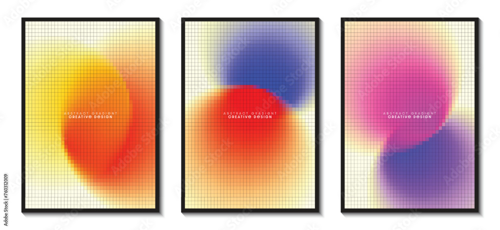 Fototapeta premium Circle gradient with overlapping blurred abstract mosaic pattern graphic background.