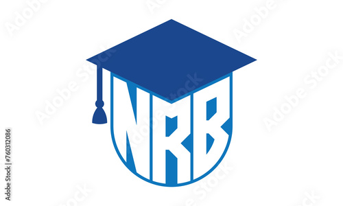 NRB initial letter academic logo design vector template. school college logo, university logo, graduation cap logo, institute logo, educational logo, library logo, teaching logo, book shop, varsity	 photo