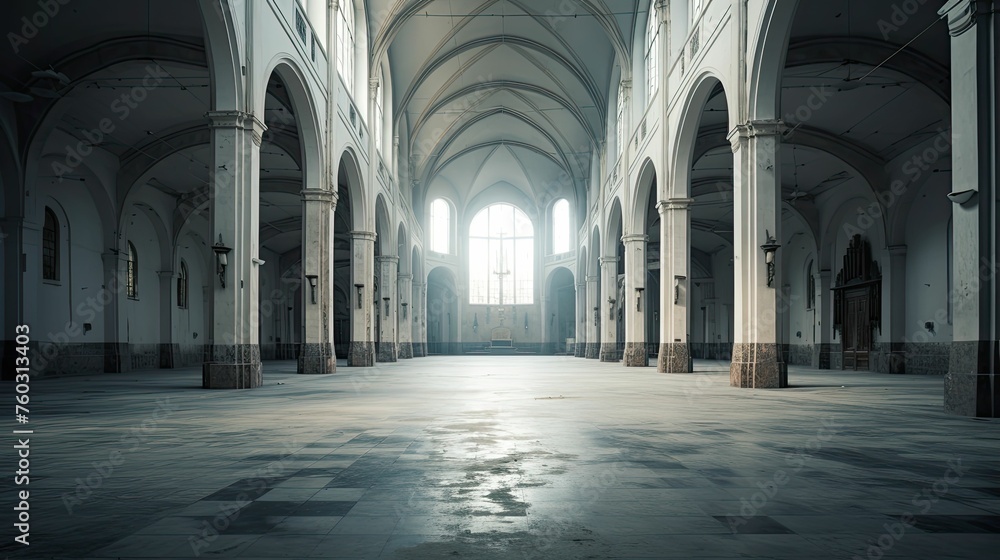 desolate empty church building illustration vacant eerie, quiet forgotten, hollow barren desolate empty church building