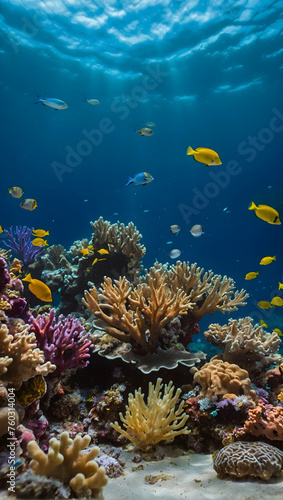 Oceanic Podium with a blurred or bokeh background of Coral Reef © Gohgah