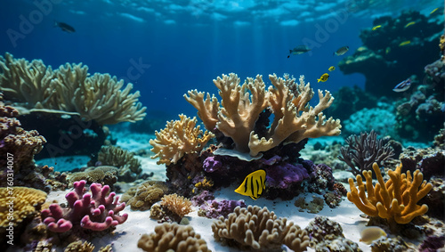Oceanic Podium with a blurred or bokeh background of Coral Reef