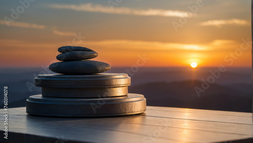 Radiant Podium with a blurred or bokeh background of Sunrise Horizon