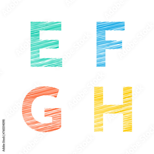 Hand Drawn Alphabets E F G H Vector
