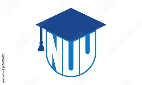 NUU initial letter academic logo design vector template. school college logo, university logo, graduation cap logo, institute logo, educational logo, library logo, teaching logo, book shop, varsity	 photo