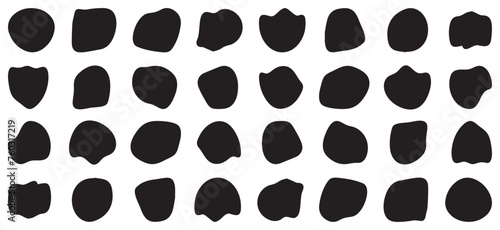 blob shape vector illustration set .Random shapes. Organic black blobs of irregular shape. Abstract blotch, inkblot and pebble silhouettes, simple liquid. photo
