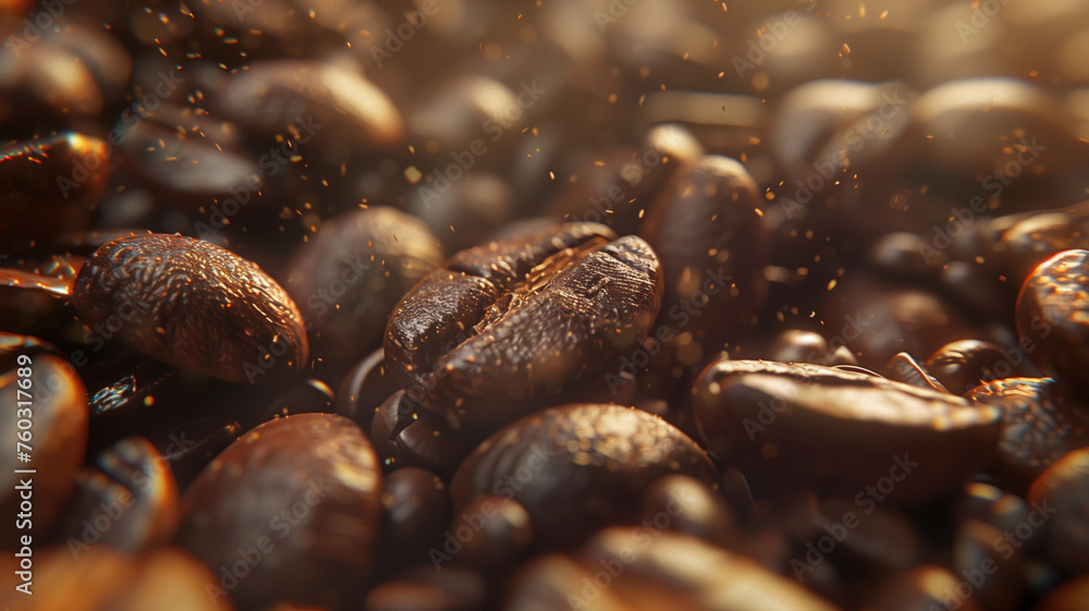 Close-up of roasted brown coffee beans for a rich and textured background Close-up of roasted brown coffee beans for a rich and textured background