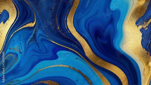 blue gold liquid marble texture abstract background