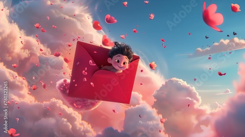 Plakat Bohater kreskówki leci przez powietrze w czerwonym kopercie z puchatym ogonem. Akcja przebiega dynamicznie i barwnie, przyciągając uwagę widza. Otoczony wiosennymi kwiatami.