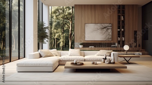 Minimalist interior design of modern living room.