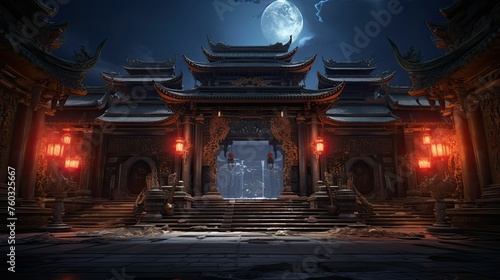 sacred entrance temple building illustration spiritual traditional, grand majestic, historic cultural sacred entrance temple building © sevector