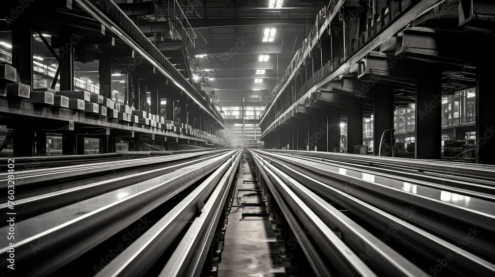 Naklejka premium production conveyor steel mill illustration industry machinery, equipment assembly, belt rollers production conveyor steel mill