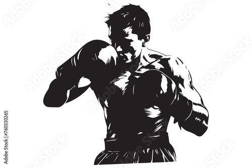 vector illustration of boxer woman silhouette in black