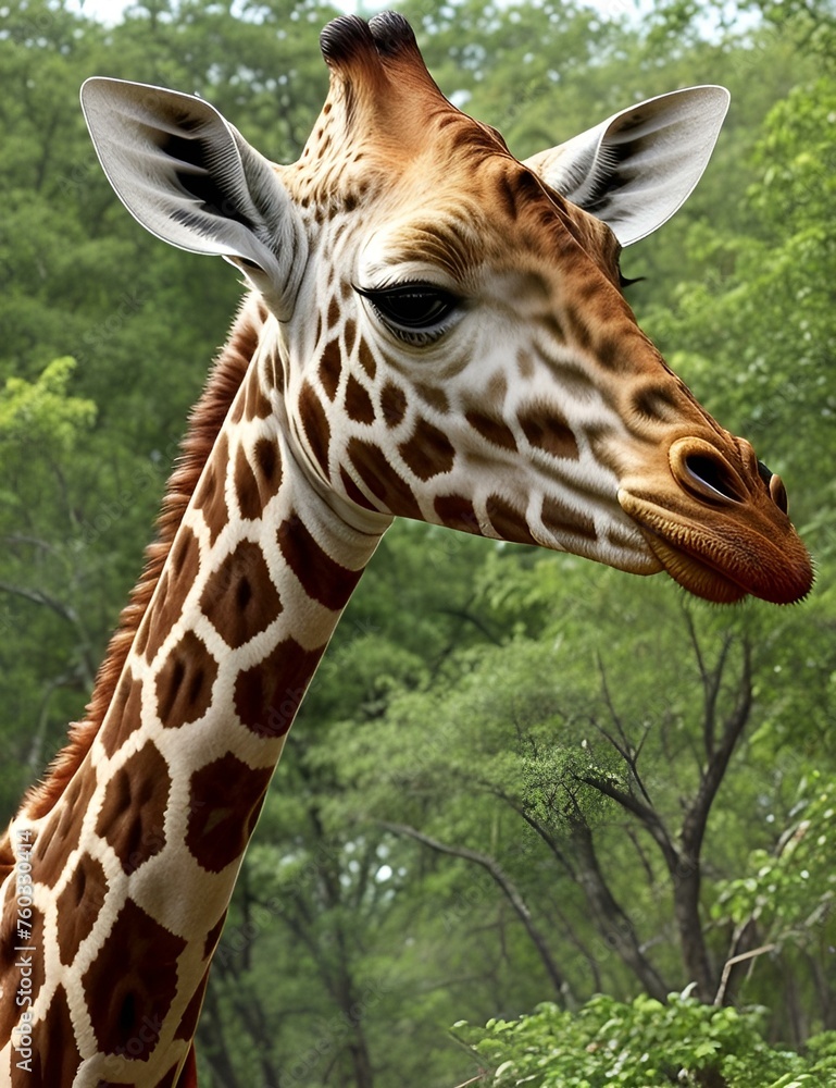 portrait of a giraffe, Generative AI portrait of a giraffe, Generative AI