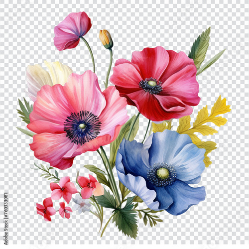Wallpaper Mural Bouquet of poppies and hydrangeas. Vector illustration. Torontodigital.ca