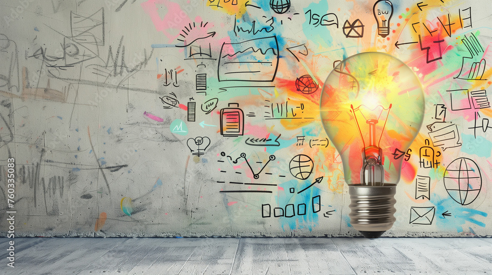ight bulb with glowing light inside on background of doodles showing business concepts, creative idea concept ight bulb with glowing light inside on background of doodles showing business concepts, creative idea concept