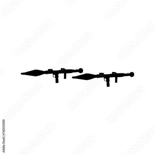 Silhouette of the Bazooka or Rocket Launcher Weapon, also known as Rocket Propelled Grenade or RPG, Flat Style, can use for Art Illustration, Pictogram, Website, War News or Graphic Design Element © Berkah Visual