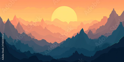 Mountains background  video game style graphics mountain level design backdrop illustration  gaming resources  scrolling platform  generated ai