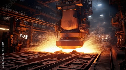 rolling metallurgy steel mill illustration billet forge, heat tempering, quenching annealing rolling metallurgy steel mill