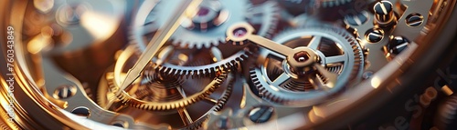 The minute details of a watch mechanism with gears and springs working in harmony photo