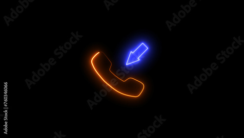 Glowing neon light call icon illustration . 