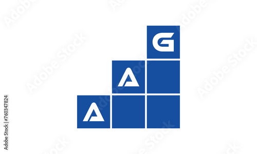AAG initial letter financial logo design vector template. economics, growth, meter, range, profit, loan, graph, finance, benefits, economic, increase, arrow up, grade, grew up, topper, company, scale
