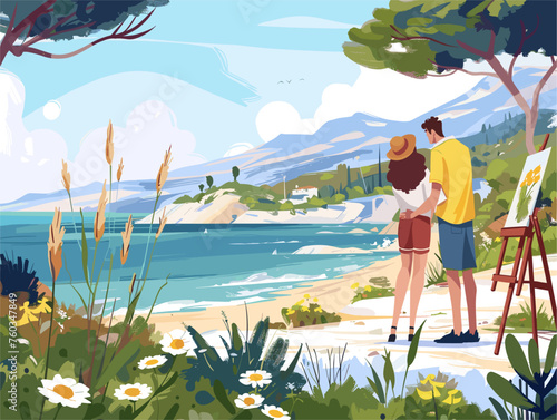  Artists set up their easels outdoors capturing the vibrant summer scenes on canvas preserving the fleeting beauty of the season. 