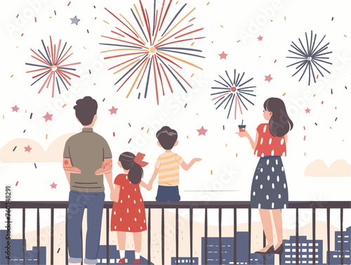  A family watches fireworks from their rooftop reflecting on the meaning of the holiday and what it represents to them. 