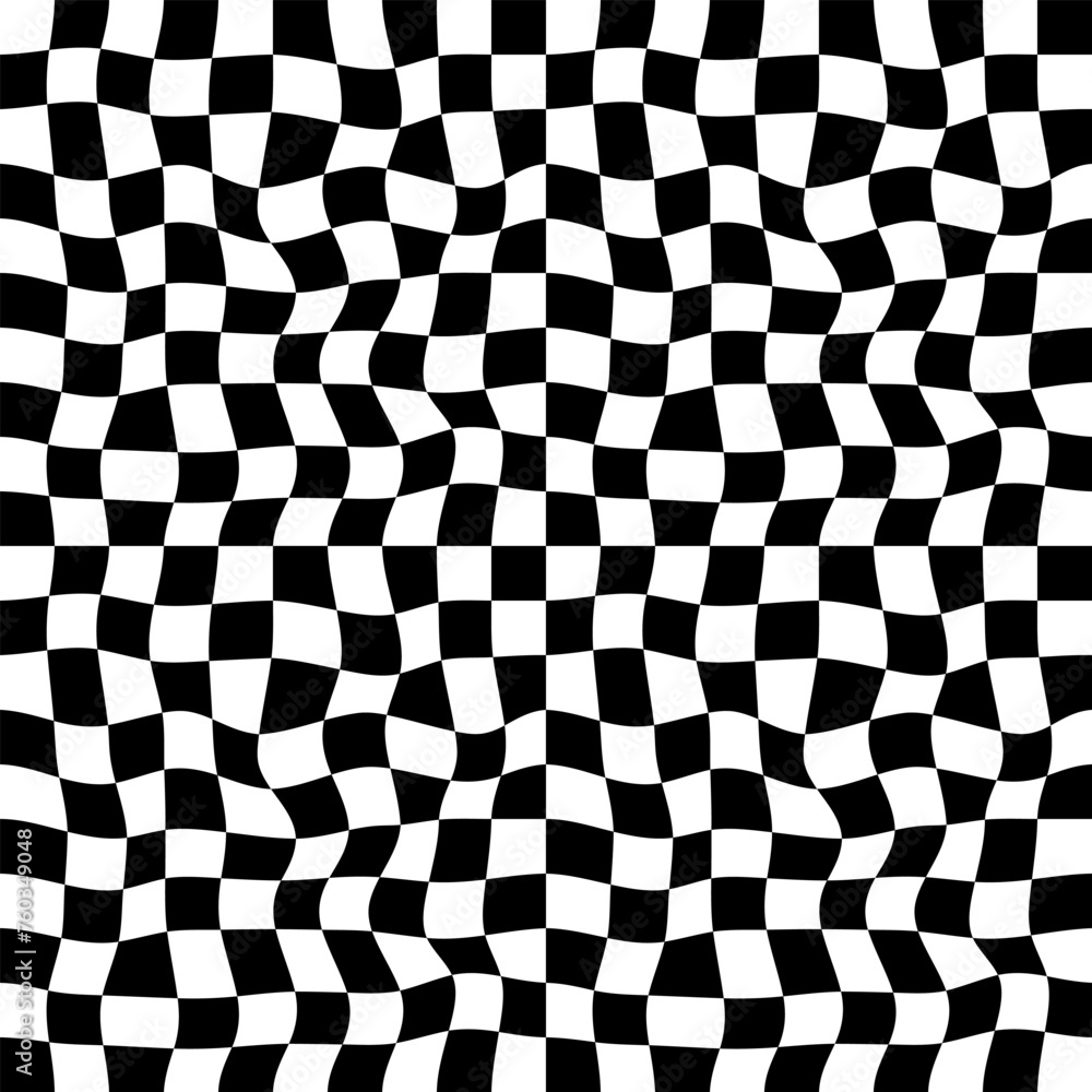 Vector seamless optical illusion chess pattern. Black and white color. Vector seamless optical illusion chess pattern. Black and white color.
